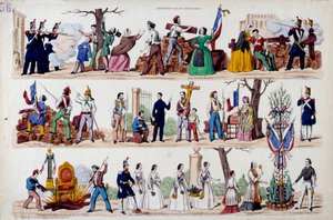 ثورة فبراير 1848: اللحظات الكبرى لانتفاضة 23 فبراير ، المتاريس ، ثم التآخي بين الجنود والعمال والبرجوازيين ، تدمير رموز سلطة لويس فيليب الأول (لويس فيليب) وأخيراً بواسطة المدرسة الفرنسية