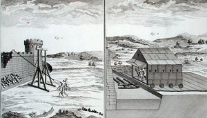 ماكينات الحصار الرومانية ، من 'Encyclopedie des Sciences et Metiers' بقلم دينيس ديدرو (1713-1784) ، نُشرت عام 1770 (نقش) بواسطة المدرسة الفرنسية