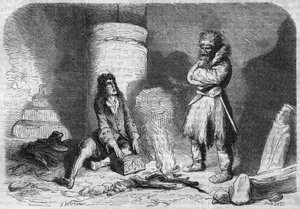 المسلسل الروماني: "هان آيسلندا" لفيكتور هوغو (1802-1885). نقش في "" Les bons romances "" بواسطة المدرسة الفرنسية