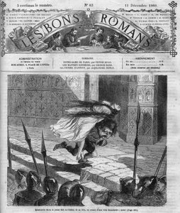 المسلسل الروماني: "" نوتردام دي باريس "لفيكتور هوغو (1802-1885). كواسيمودو وإزميرالدا. نقش في "" Les bons romances "" بواسطة المدرسة الفرنسية