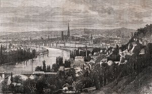 روان - Seine-Maritime - نقش في "La France illustree: الجغرافيا والتاريخ والإدارة الإحصائية" بقلم VA Malt-Brown. 1884 بواسطة المدرسة الفرنسية