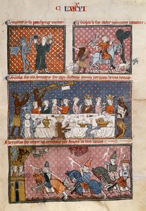 Royal 19 C. I fol.204 الإغراءات الشيطانية ، من Le Breviari d