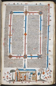 Royal MS 10 E IV f.211r ، مشهد من الصفحة الأساسية للمتصلين في كتلة ، حوالي 1300-40 (قلم وحبر وتمبرا على ورق) بواسطة المدرسة الفرنسية