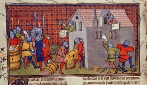 Royal MS 20 CVII f.41v ، نهب منزل (رق) بواسطة المدرسة الفرنسية
