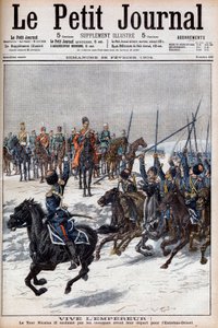 الحرب الروسية اليابانية 1904-1905 - يهتف القوزاق بالقيصر نيكولاس الثاني قبل مغادرته إلى الشرق الأقصى لمحاربة اليابانيين في "Le Petit Journal" ، 28 فبراير 1904 (نقش) بواسطة المدرسة الفرنسية