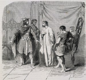 Saint Eloi and Dagobert: Dagobert was amazed when Eloi introduced him the second armchair - grav. 19th century بواسطة المدرسة الفرنسية