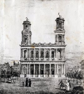 كنيسة القديس سولبيس ، باريس - "الأبجدية الخلابة للآثار في باريس" حوالي عام 1840 (نقش) بواسطة المدرسة الفرنسية