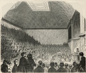 حجرة الدراسة في College de France في باريس في القرن التاسع عشر - نقش في "Tableau-de-Paris" بقلم إدموند تيكسييه 1852 بواسطة المدرسة الفرنسية