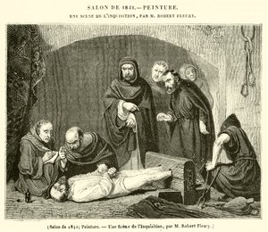 صالون 1841 ، رسم ، مشهد من محاكم التفتيش (نقش) بواسطة المدرسة الفرنسية
