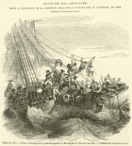 صالون 1842 ، مأخوذ على متن المركب الإنجليزي Le Hasard بواسطة Courier ، في عام 1804 (نقش) بواسطة المدرسة الفرنسية