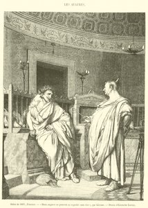 Salon de 1861, Peinture, Deux augures ne peuvent se regarder sans rire (engraving) بواسطة المدرسة الفرنسية