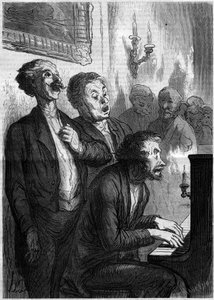 صالة المطربين. كارتون من قبل هونور دومير (1808-1879). نقش في "" Le Monde Illustré "رقم 290 بتاريخ 1 نوفمبر 1862. بواسطة المدرسة الفرنسية