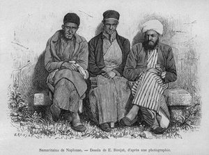 السامريون في نابلس من سوريا اليوم. رحلات إلى فينيسيا ولبنان وجودي. 1875-1880 من لويس تشارلز إميل لورت ، 1884 (النقش وزن الجسم) بواسطة المدرسة الفرنسية