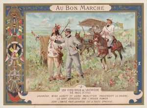 مشهد من رواية Les Cinq Sous de Lavarede بقلم Paul Ivoi (Chromolitho) بواسطة المدرسة الفرنسية