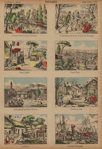 Scenes and landscapes (coloured engraving) بواسطة المدرسة الفرنسية