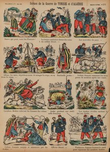 Scenes from the French colonial wars in Algeria and Tunisia (coloured engraving) بواسطة المدرسة الفرنسية