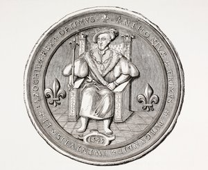 ختم ملك Basoche ، زعيم نقابة الكتبة القانونيين لنظام محاكم باريس ، من Les Arts au Moyen Age ، تم نشره عام 1873 بواسطة المدرسة الفرنسية