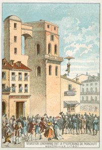 Sebastien Lenormand making the first parachute descent, Montpellier بواسطة المدرسة الفرنسية