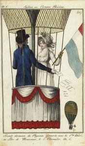 Second balloon ascent of Dr. Andre-Jacques Garnerin, 8 July 1798 (handcoloured copperplate engraving) بواسطة المدرسة الفرنسية