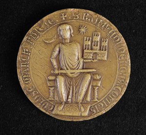 الختم الثاني لريموند السابع (1197-1249) من تولوز (الشمع) بواسطة المدرسة الفرنسية
