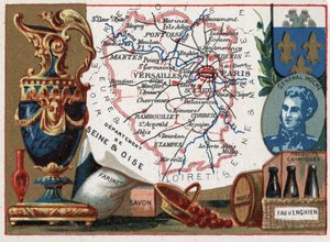 Seine-Et-Oise (Seine Et Oise) ، الآن مقاطعة Essonne (91) ، Val-d'Oise (Val d'Oise ، 95) و Yvelines (78) ، Ile de France (Ile-De-France) ، فرنسا. الاختصاص المحلي: دقيق ، صابون ، زيت ، ماء نقي ، كيماويات. صورة للجنرال لازار هوش (1768 بواسطة المدرسة الفرنسية