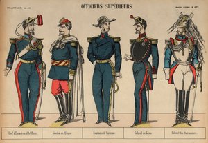 Senior French military officers (coloured engraving) بواسطة المدرسة الفرنسية
