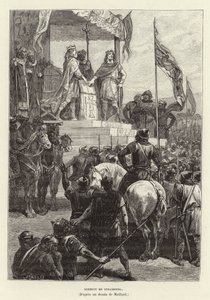 Serment de Strasbourg. Oaths of Strasbourg, the alliance between Louis the German and Charles the Bald, Kings of East and West Francia, 842 (engraving) بواسطة المدرسة الفرنسية