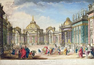 تعيين التصميم الخارجي لقصر أبولوس ، نُشر في باريس ، 1748 بواسطة المدرسة الفرنسية