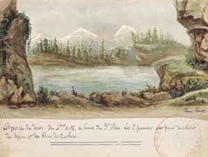 تعيين تصميم للقانون الرابع للأوبرا ويليام تيل من قبل جياكينو روسيني (1792-1868) تم إجراؤه في 3 أغسطس 1829 في أوبرا باريس (مرحاض على الورق) بواسطة المدرسة الفرنسية