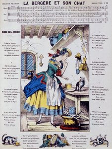 النوتة الموسيقية للأغنية الشعبية: الراعي وقطتها - image d'Epinal بواسطة المدرسة الفرنسية