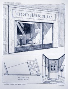 واجهة المتجر ، اللوحة 2 ، رسم توضيحي من Devantures de Boutiques بواسطة Louis-Pierre Sezille ، باريس ، 1927 بواسطة المدرسة الفرنسية