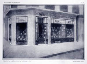 واجهة المتجر ، اللوحة 4 ، رسم توضيحي من Devantures de Boutiques بواسطة Louis-Pierre Sezille ، باريس ، 1927 بواسطة المدرسة الفرنسية