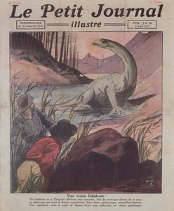 رؤية Plesiosaurus في باتاغونيا ، غلاف توضيحي لجريدة Le Petit Journal ، 9 أبريل 1922 بواسطة المدرسة الفرنسية