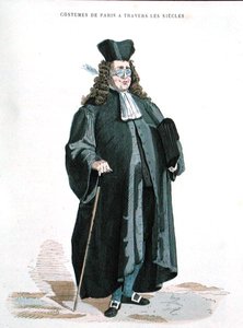 المحامي عام 1725 ، من "Costumes de Paris a Travers les Siecles" نُشر عام 1887 (نقش ملون) بواسطة المدرسة الفرنسية