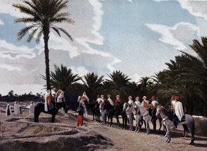 Spahis: دورية من الجنوب ، يبلغ القبطان الأصلي عن مهمته إلى قائد سربه الأوروبي - في "" Military Album "- Spahis بواسطة المدرسة الفرنسية
