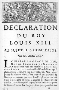 بيان لويس الثالث عشر (1601-43) عن الكوميديين ، 16 أبريل 1641 بواسطة المدرسة الفرنسية