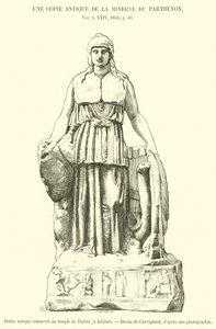 Statue antique conservee au temple de Thesee, a Athenes (engraving) بواسطة المدرسة الفرنسية