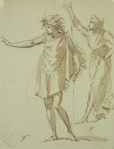 دراسة لشخصيتين ملفوفتين كلاسيكيتين ، ج 1790 (قلم وحبر وغسل على ورق)