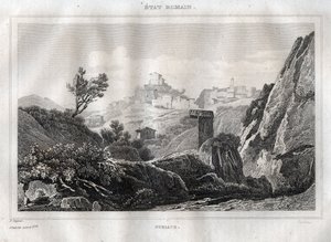 سوبياكو لاتسيو في مدينة روما الحضرية - نقش من "" إيطاليا الخلابة "بقلم M. de Norvins، Ch. نودير 1834-1836. بواسطة المدرسة الفرنسية