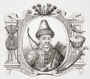 Tamerlane ، أو Timur ، من L'Histoire Universelle Ancienne et Moderne ، نُشر في ستراسبورغ حوالي 1860 (نقش) بواسطة المدرسة الفرنسية