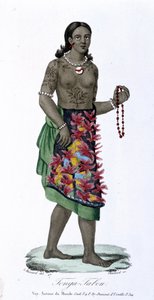 امرأة موشومة من تونغا تابو - في quot;quot;Bibliotheque Universelle des Voyagesquot;quot; بقلم ألبرت مونتيمون، تحرير. أرماند أوبري، المجلد 17 بواسطة المدرسة الفرنسية