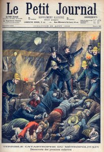 كارثة رهيبة في مترو أنفاق باريس ، الغلاف الأمامي لـ "Le Petit Journal" ، 23 أغسطس 1903 (نقش) بواسطة المدرسة الفرنسية