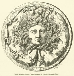 Tete de Meduse de la coupe Farnese, au Musee de Naples (engraving) بواسطة المدرسة الفرنسية