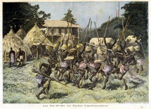 الأفارقة باي-بي-بري في حديقة التأقلم - في "لو بيتي جورنال" بتاريخ 05/08/1893 (نقش) بواسطة المدرسة الفرنسية