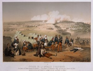 معركة إنكرمان في 5 نوفمبر 1854 ، من الحرب في شبه جزيرة القرم ، نشرها Lemercier et Cie ، باريس ، 1856 بواسطة المدرسة الفرنسية