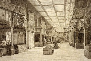 بازار دي لا شاريتيه في باريس قبل حريق 4 مايو 1897 بواسطة المدرسة الفرنسية