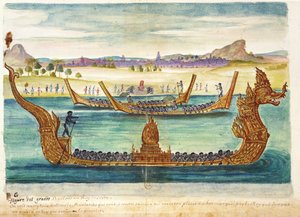 قوارب ملك صيام ، من حساب اليسوعيين في صيام ، 1688 (مرحاض على ورق) بواسطة المدرسة الفرنسية