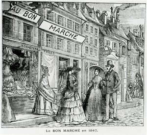 متجر Bon Marché في شارع du Bac في باريس عام 1847 بواسطة المدرسة الفرنسية