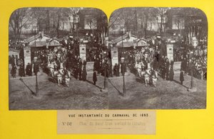 كرنفال عام 1863 في باريس ، تطفو ثور الدهون مغادرة المسلخ ، منظر مجسم ، 1863 بواسطة المدرسة الفرنسية
