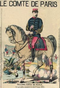 كونت باريس: فيليب دورليانز (1838-1894) ، كان يعتبره أتباعه وراثة عرش فرنسا. نقش في "" Le Figaro ، ملحق "، 30/03/1889 ، باريس. بواسطة المدرسة الفرنسية